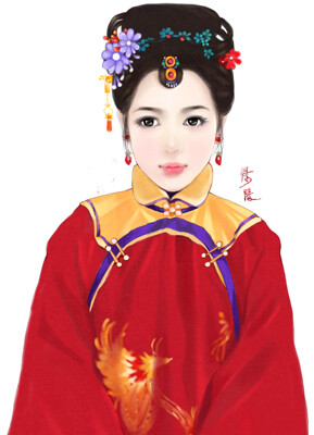 古风手绘女清朝皇后图片