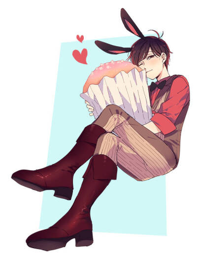 沐湷搬运二次元 插画 可爱 帅气 男子 动漫 阿松先生 小松 兔耳 id=