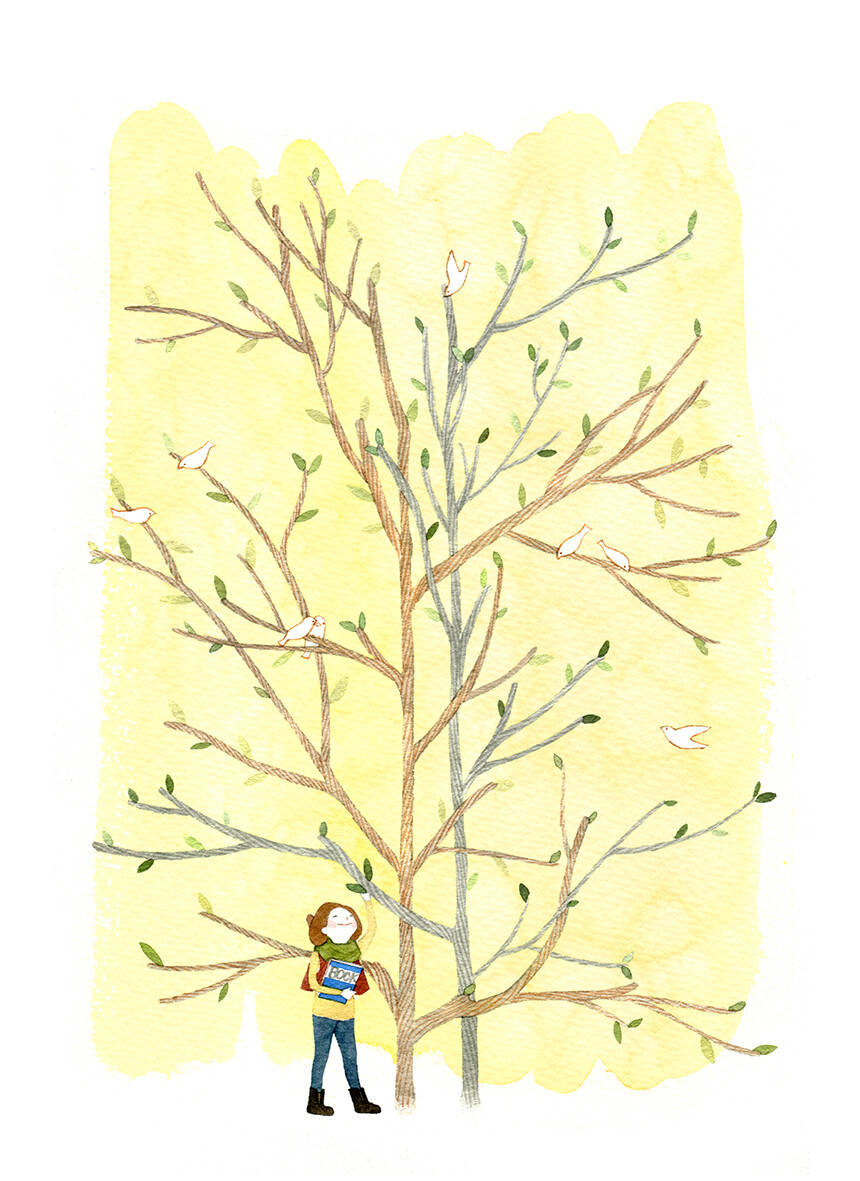 绿绿的新芽,与春天相遇 ~ 插画师rosa作品