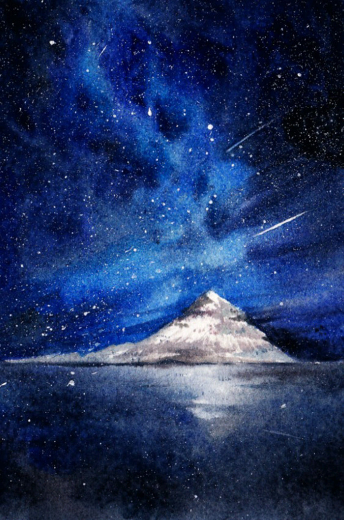 夜晚,星空,唯美,浮岛