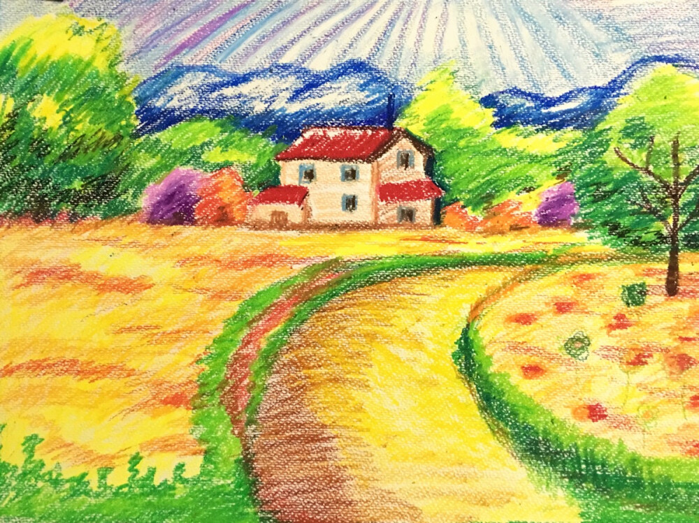 美丽乡村简单绘画图片