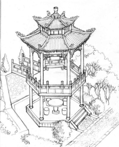 汉族建筑简笔画图片