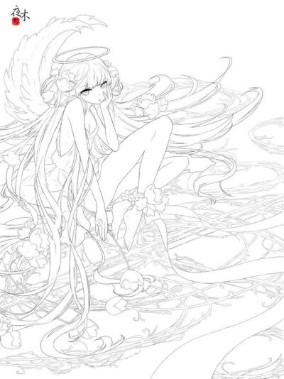 线稿 动漫 黑白素材 插画橡皮章手帐【果冻】