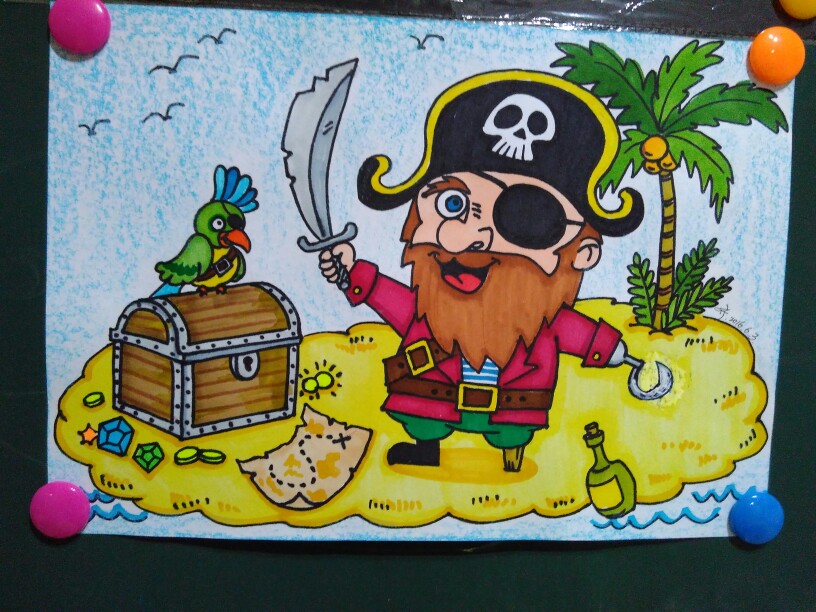 海盗简笔画宝藏图片