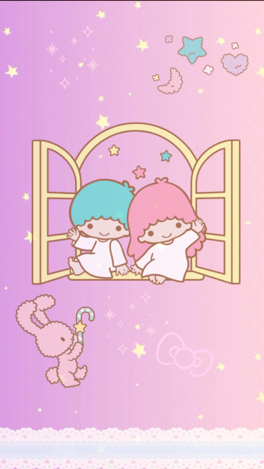 自创的双子星,sanrio手机壁纸哦,萌坏了,分享给你们.喜欢拿图点赞哦.