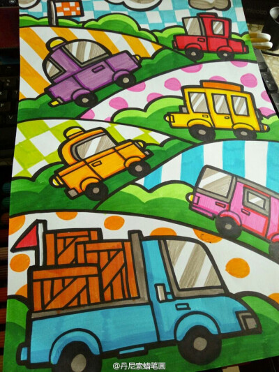 收集   点赞  评论  手账 素材 水彩 绘画 小清新 平面设计 贴纸 汽车