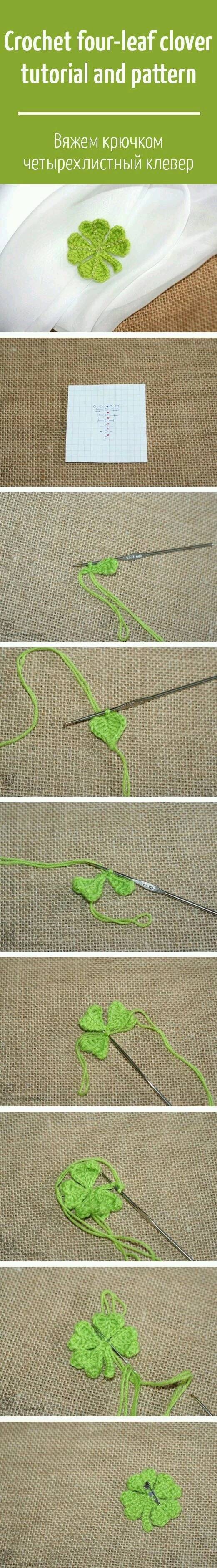 钩针教程##手工教程#四叶草图片