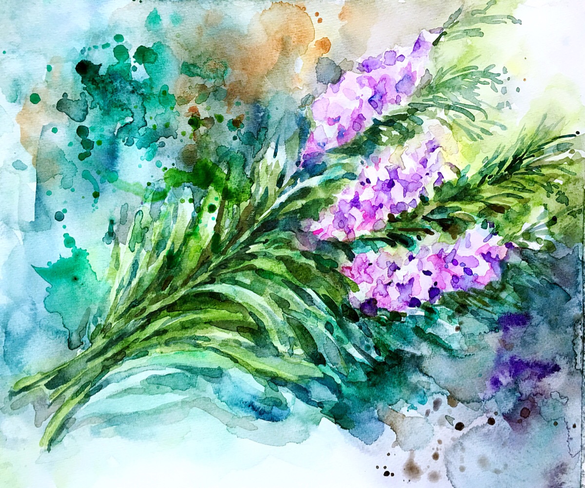 喜欢水痕,就用张木浆纸,用笔触画出大感觉