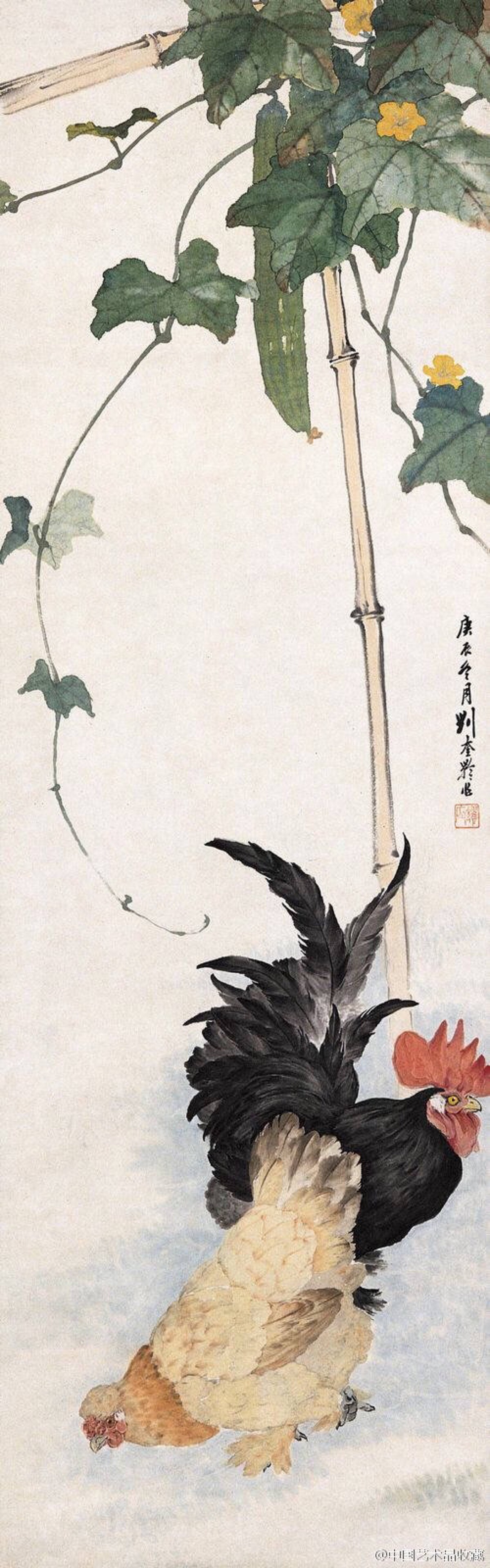 京津画派#【 刘奎龄 《鸡》 】刘奎龄的动物画作品,不仅品种众多