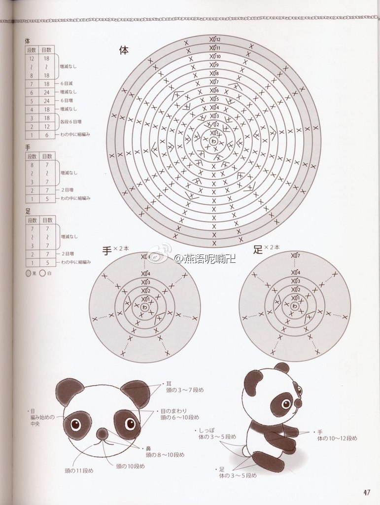 如何钩织卡通熊猫图案图片