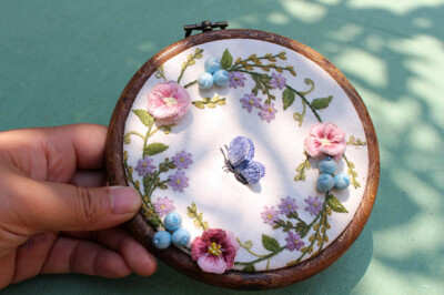 欧式立体蓝莓花环刺绣 3 17 卖梦为生studio  发布到  欧式刺绣立邋