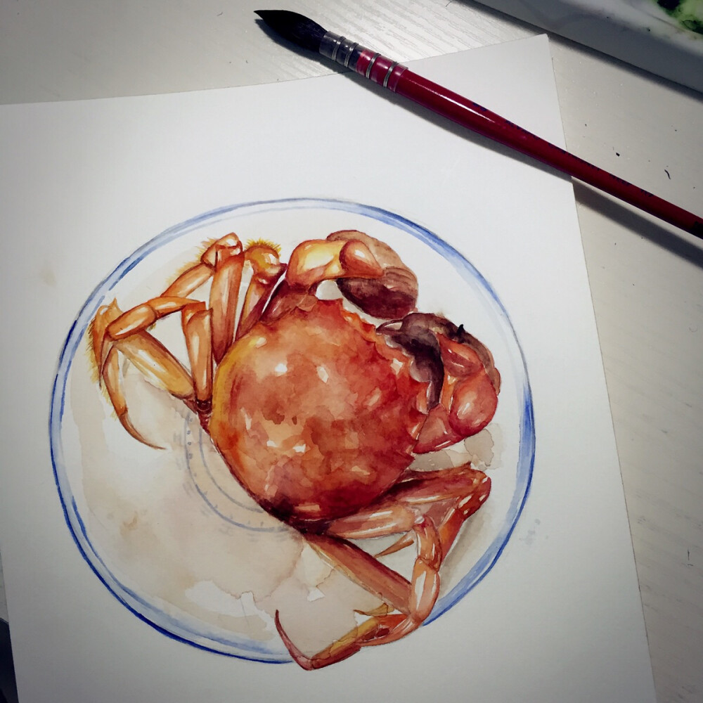 煮熟的螃蟹画图片