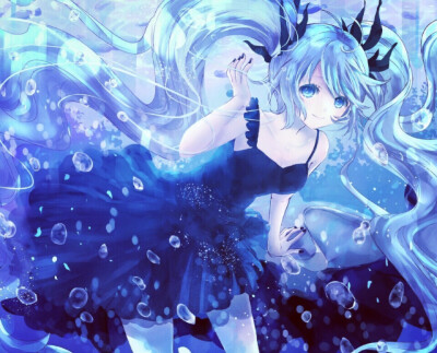 蓝色二次元动漫美图