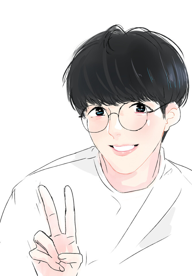 exofanart边伯贤手绘插画壁纸头像by.momomomew