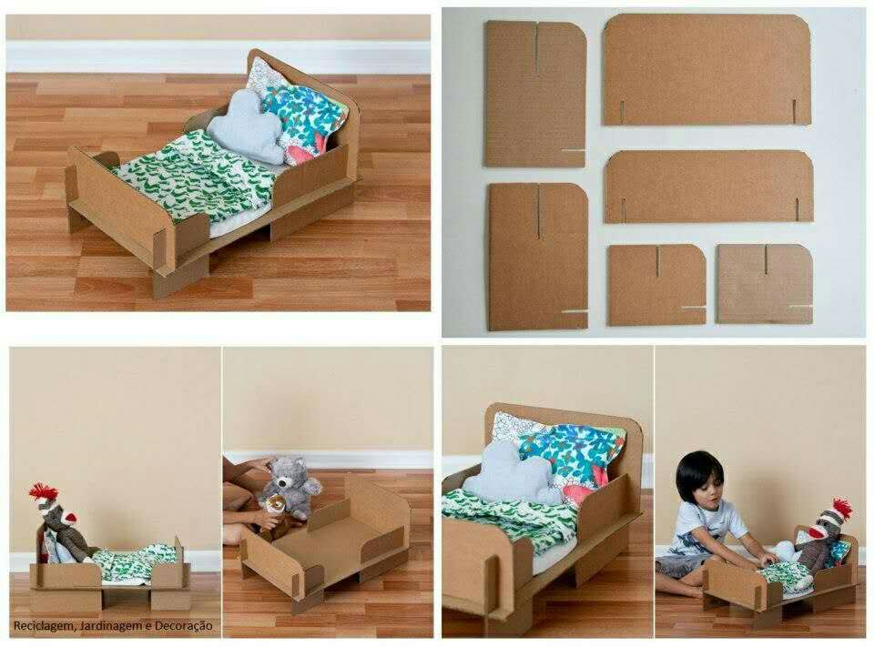 用纸箱做简单的娃娃床图片