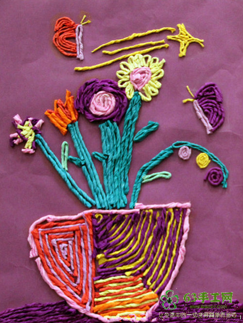 线绳,然后通过自己的丰富的想象力就可以摆放粘贴成各种漂亮的纸条画