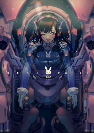 dva 守望先锋 插画图源/来自p站画师nori_伪睿山紫菜