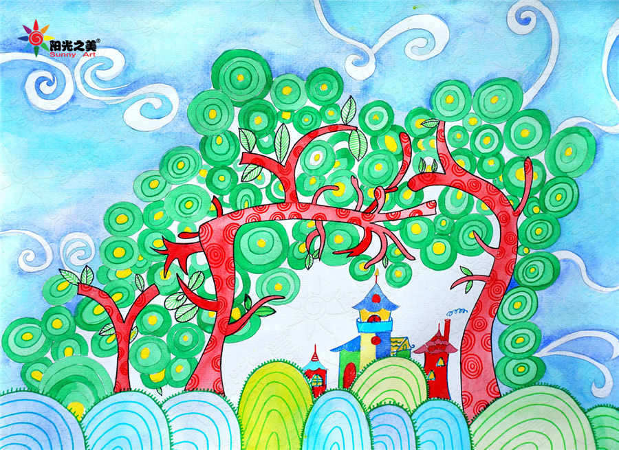 神奇的树 水彩 儿童美术 少儿美术思维绘画