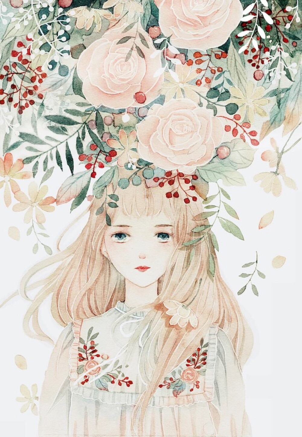 少女 森系 唯美 意境 花 "朝花惜时(不止我一个人看吧…)"