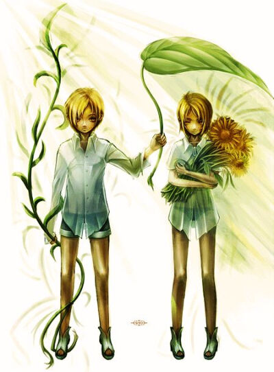 豌豆射手和向日葵拟人图片