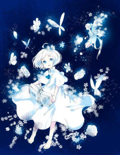 ことコトkotokoto集 星空 蓝色系 梦幻 唯美 二次元 少女 银发 白裙