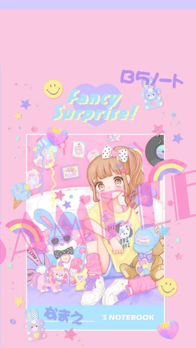 iphone壁纸 电脑壁纸 插画 文字 动漫 平铺 萌物 软妹 少女心 粉色