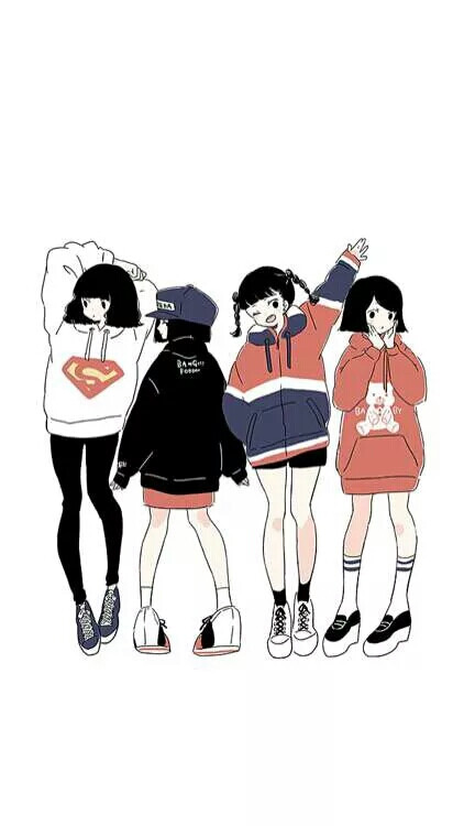 四个女孩在一起图片图片