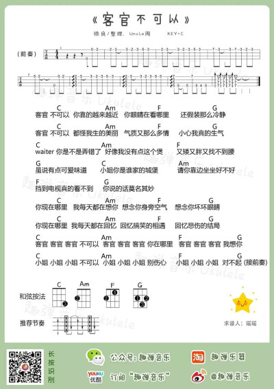 评论  #尤克里里谱# #自制弹唱谱# @广金尤克里里协会 《分手快乐》