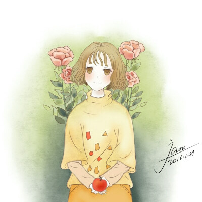 爱情 森系 唯美 意境 冷色系 暖色系 短发 恋人 爱情插画 少女 动漫