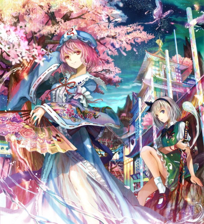 幽愁楼阁 p站 二次元 插画 手绘 头像 东方project 幻想乡 幽幽子 妖