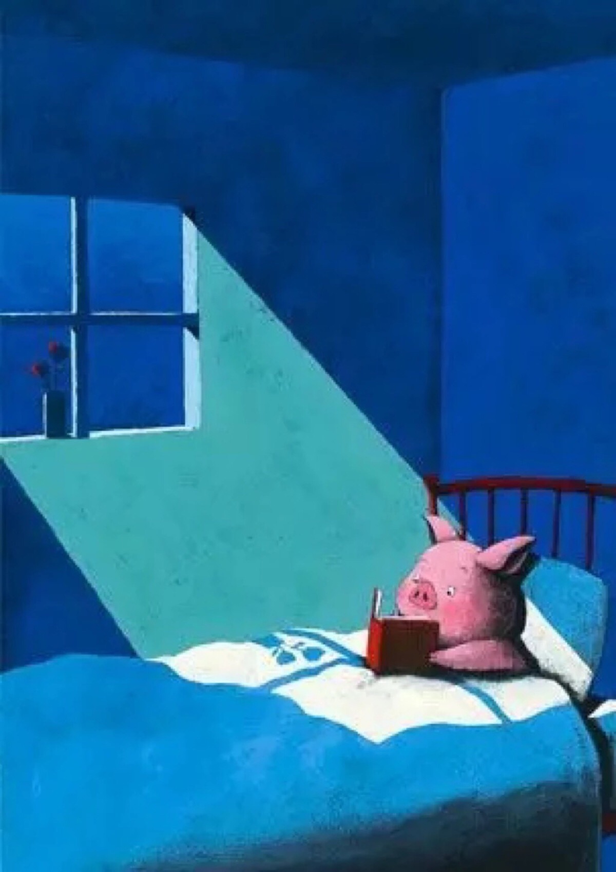 晚安猪 看书猪 手绘 粉小猪 可爱的卡通猪 手机 壁纸 卡通图片 二次元