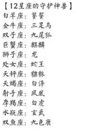 十二星座之【守护神兽】想要更多关于星座的,快来关注我吧!末始末终