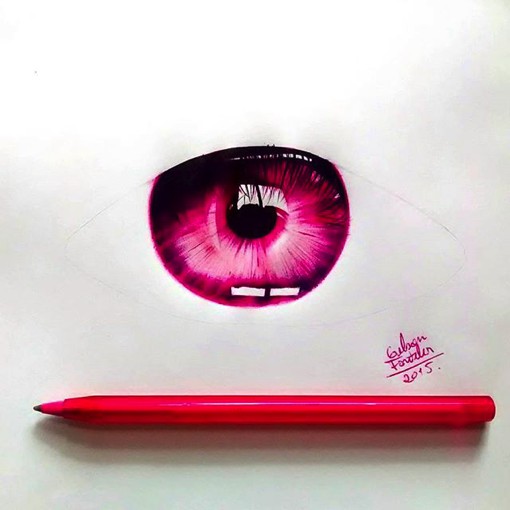 插画师 gelson的圆珠笔手绘眼睛瞳孔插画图片