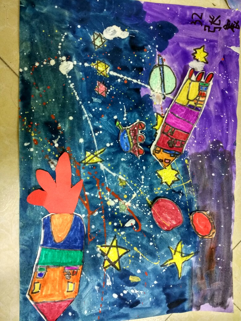儿童画 太空