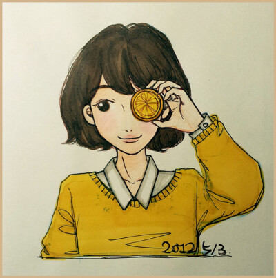 微笑女孩柠檬