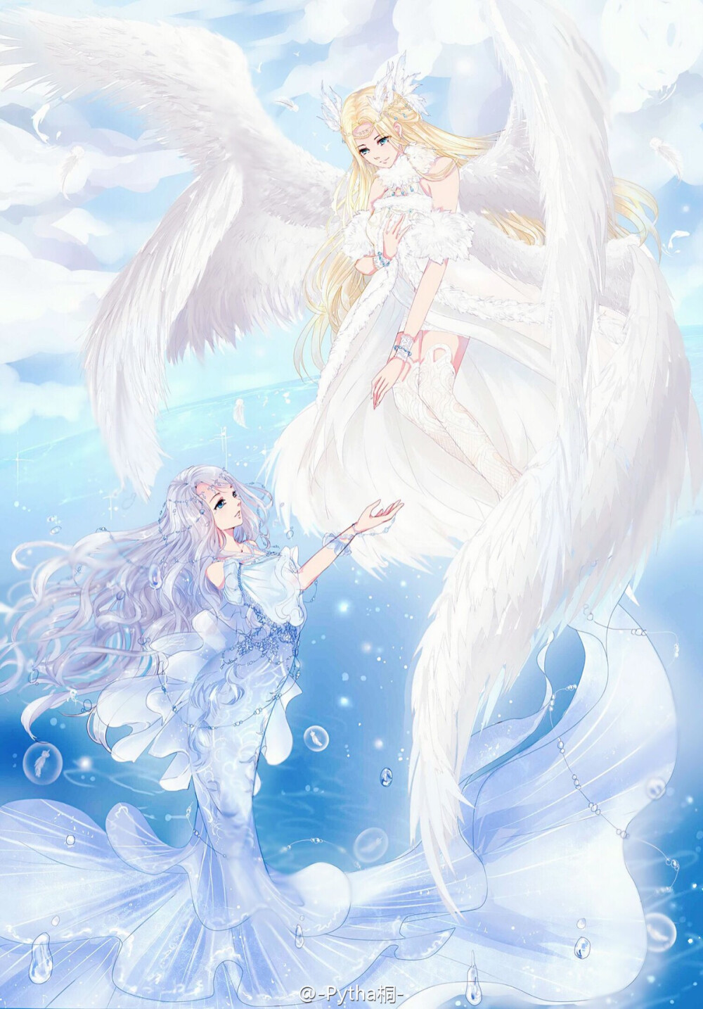 奇迹暖暖 夏沫海歌 天使与美人鱼 美图 插画 壁纸