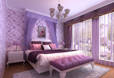 紫色墙纸装修效果图图片
