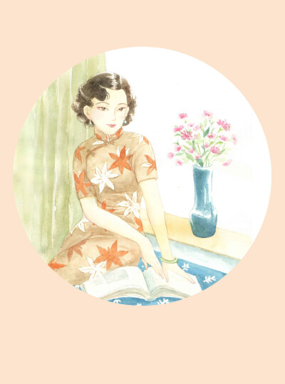 民国 佳人 水彩 插画 - 堆糖,美图壁纸兴趣社区