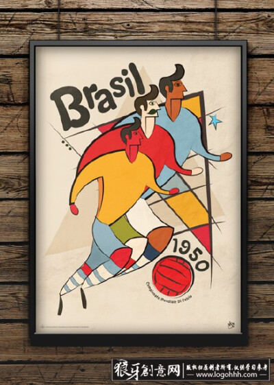 创意红黄蓝三原色足球插画海报设计 英文足球插画作品欣赏图