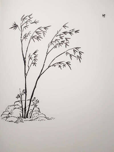 竹子素描画简单图片