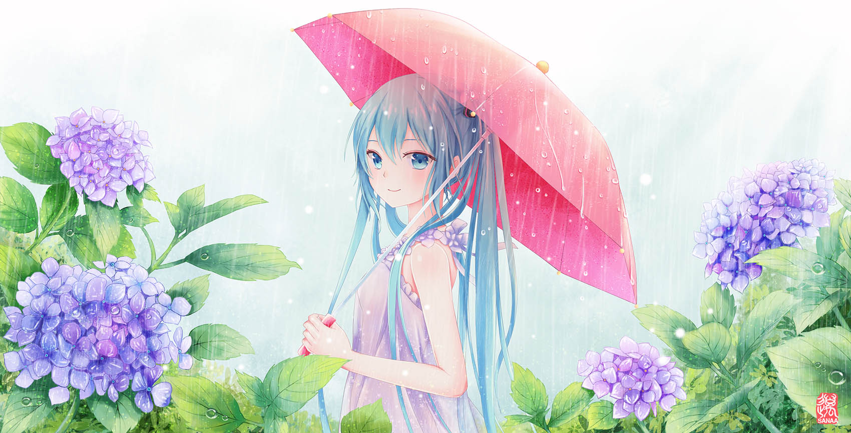 【rain】 by: sanaa id=59552782 pixiv,插画,音乐,vocaloid, miku