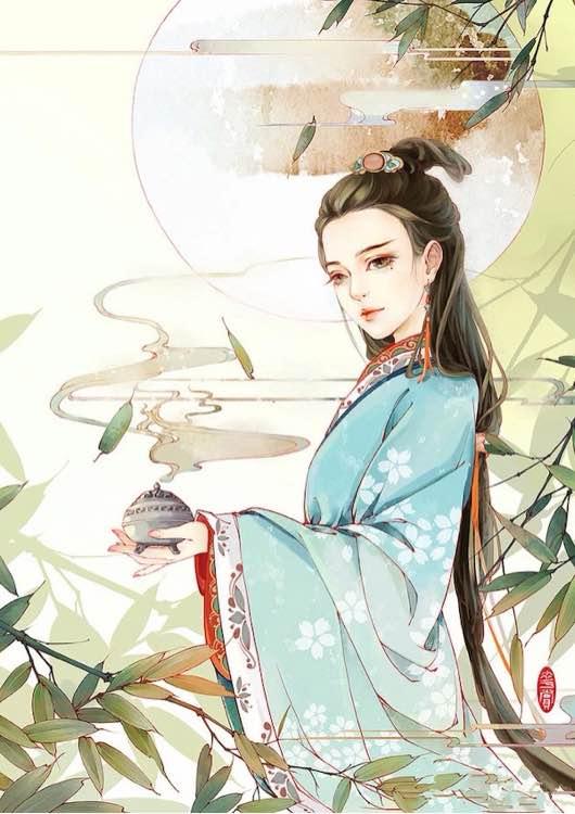 手绘,古风,水墨,人物,插画,封面,场景