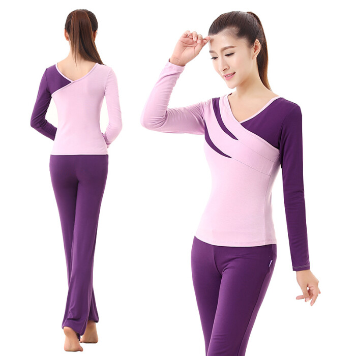 秋冬瑜伽服长袖套装女专业舞蹈服修身透气跑步健身服健身房运动服