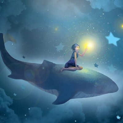 插画 飞翔的鲸鱼