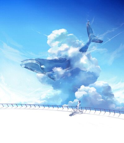 飞在天空的鲸鱼图片