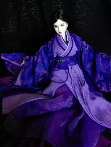 obitsu/ob27女娃娃,订制真丝提花古装李莫愁紫衣娃衣,没现货