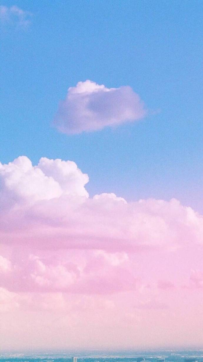 粉色壁纸锁屏背景图软妹粉色少女蓝色天空