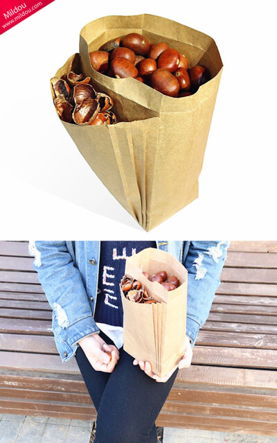 自带分层的糖炒栗子纸袋,让你更轻松又环保的存放果壳
