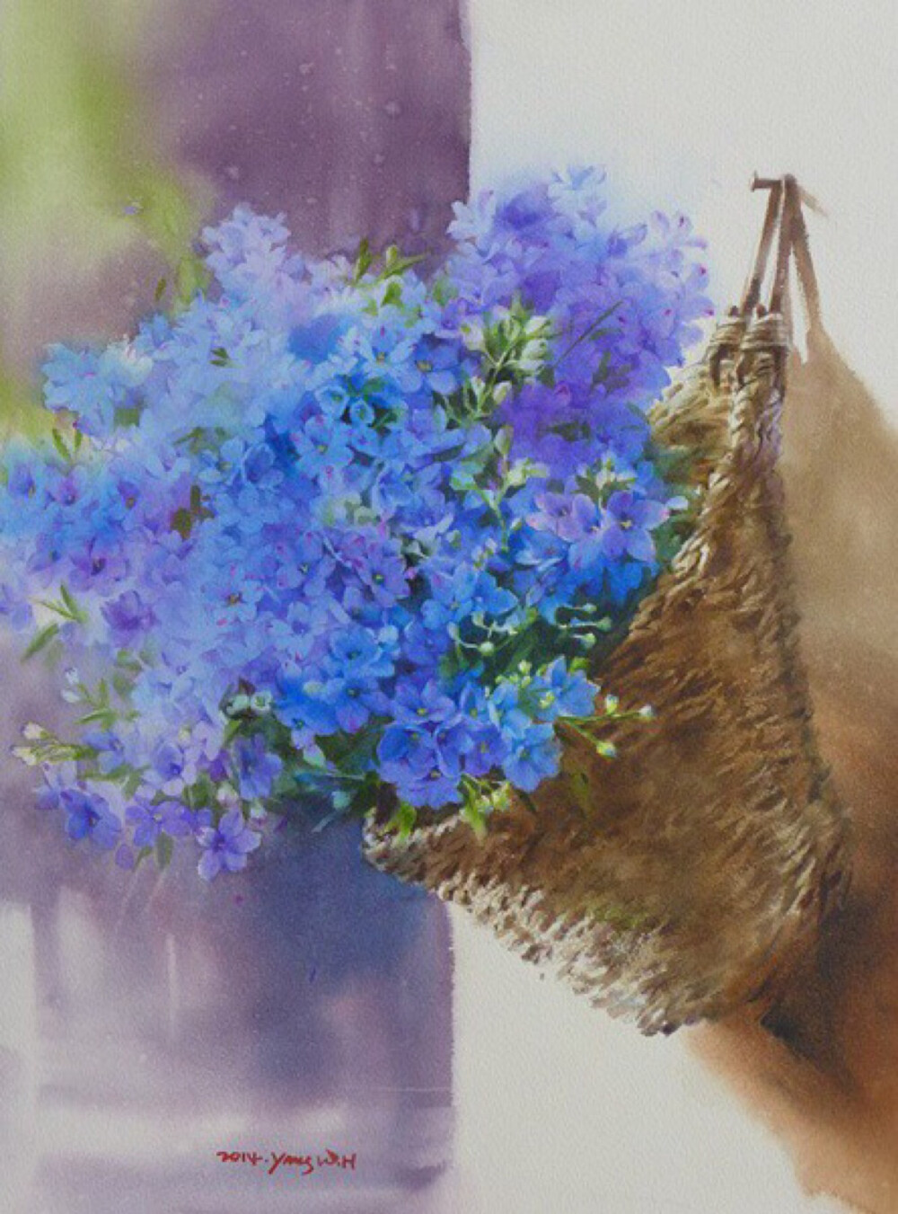 她的花卉水彩画作,风格清新唯美,色彩细腻丰富