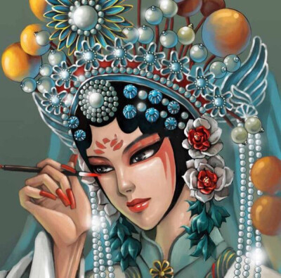 手绘 古风 戏子 素材